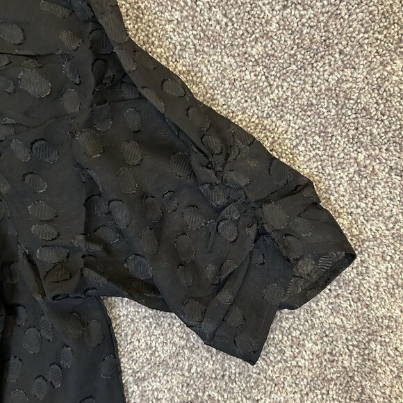 Express Women’s Polka Dot One Shoulder Banded Bottom Top Black Size XS NWT $68 - Picture 7 of 16